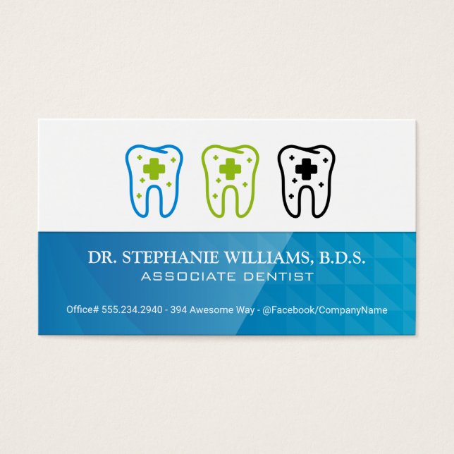 Cartes De Visite Logo de premiers soins des dents | dentisterie (Devant)