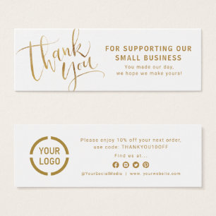 Cartes De Visite Logo de script Gold moderne entreprise merci insér