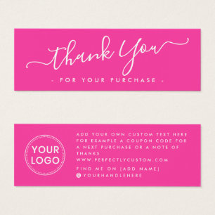 Cartes De Visite Logo d'entreprise en script rose chaud merci insér