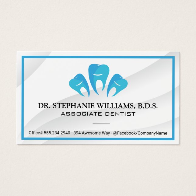 Cartes De Visite Logo des dents | Dentaire (Devant)