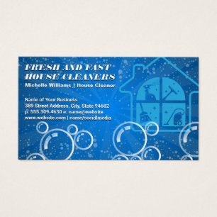 Cartes De Visite Logo des services de nettoyage des maisons Bulle
