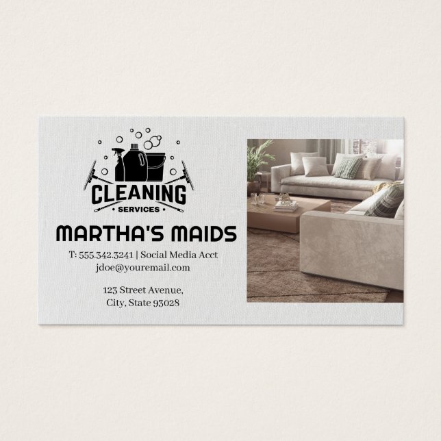 Cartes De Visite Logo des services de nettoyage | Salon (Devant)