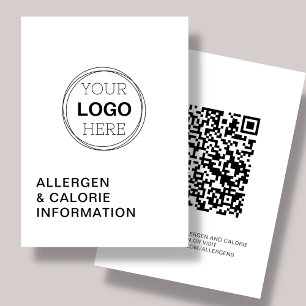 Cartes De Visite Logo d'information sur les calories allergiques Ca