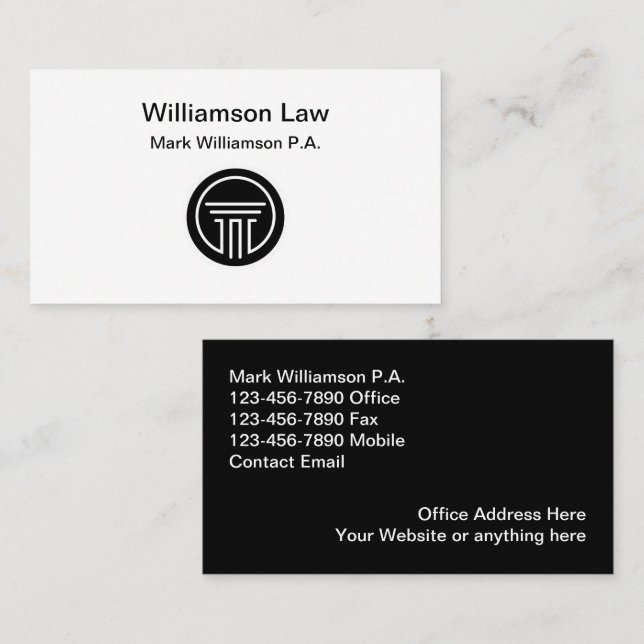 Cartes de visite Logo du cabinet d'avocat (Devant / Derrière)