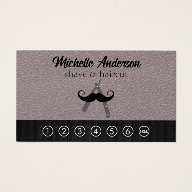 Cartes De Visite Logo en barbre | Cuir (Devant)
