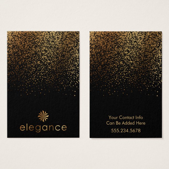 Cartes De Visite Logo Gold Confetti Black Porte-oreille Écran (Devant & derrière)