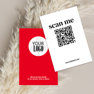 Cartes De Visite Logo minimaliste simple d'entreprise QR Code rouge