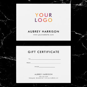Cartes De Visite Logo Modern Professional Certificat cadeau