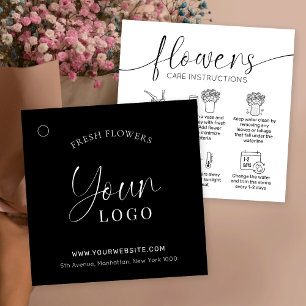 Cartes De Visite Logo moderne Bouquet Guide de soins Floriste Hang