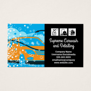 Cartes De Visite Logo Nettoyage de la voiture   Bulles d'eau