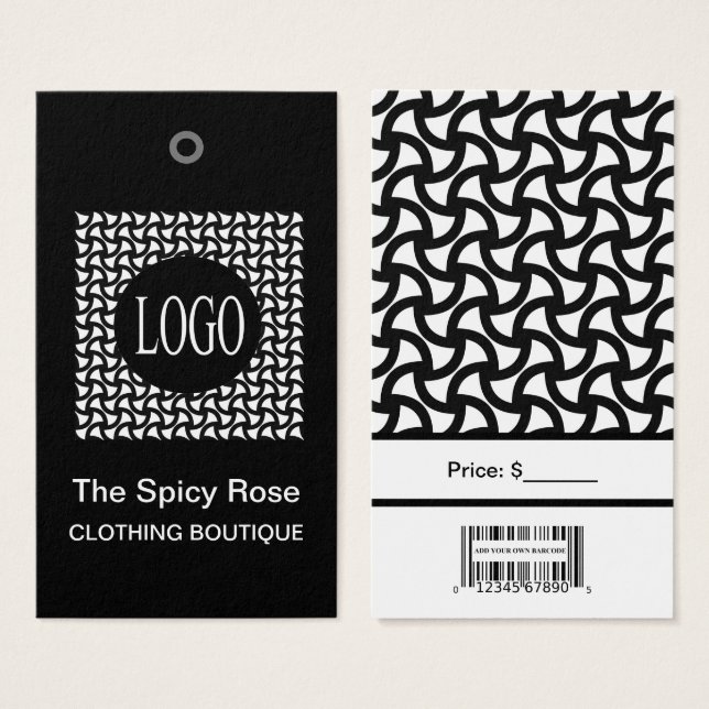 Cartes De Visite Logo noir et blanc avec codes à barres (Devant & derrière)