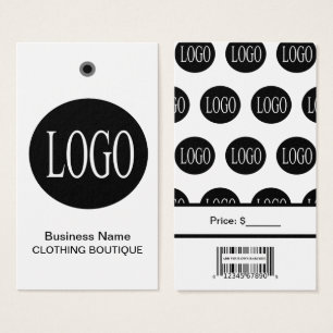 Cartes De Visite Logo noir et blanc avec étiquettes de prix à code-