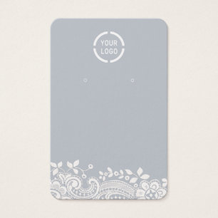 Cartes De Visite Logo personnalisé dentelle blanche étendoir bleu p
