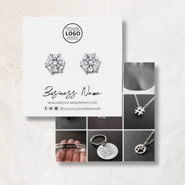 Cartes De Visite Logo Personnalisé Social Media Étudiant Écran d'or (Custom Logo Social Media Stud Earring Display Card
)