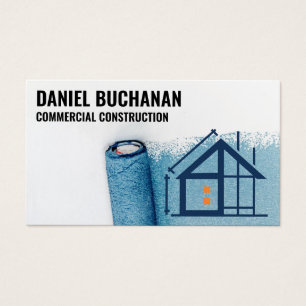 Cartes De Visite Logo Rouleaux de Peinture Logo Plan Bleu Maison