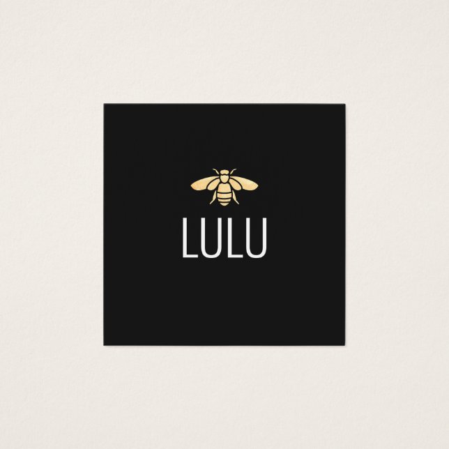 Cartes De Visite Logo Simple Black Minimalist Gold Bee (Devant)