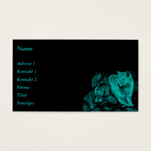 Cartes De Visite Loup et corbeau dans la nuit