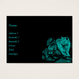 Cartes De Visite Loup et corbeau dans la nuit