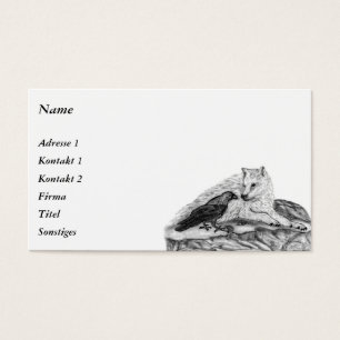 Cartes De Visite Loup et corbeau - Design noir et blanc