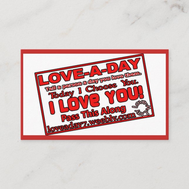 Cartes de visite Love-a-Day (Devant)