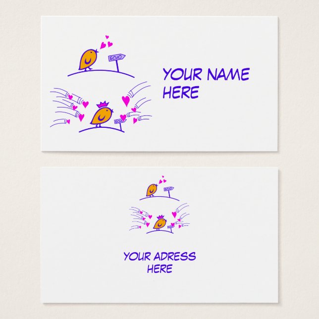 Cartes De Visite LOVE ECHO - Comic Birds Tweetlercools 3 (Devant & derrière)