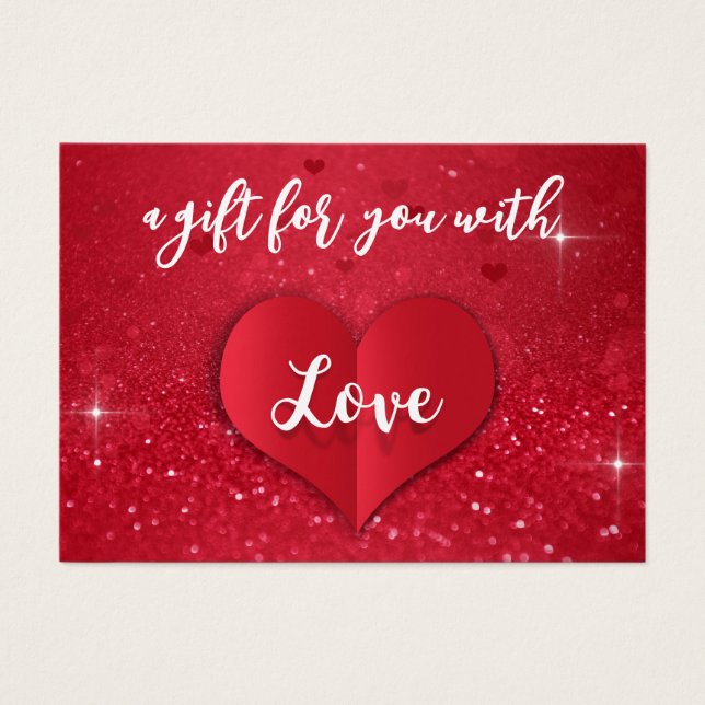Cartes De Visite Love Heart Red Parties scintillant Valentine's Day (Devant)