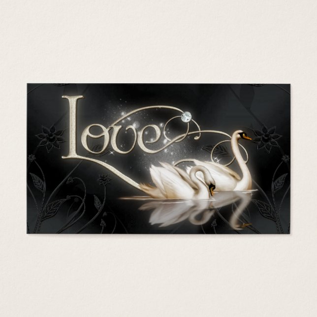 Cartes De Visite Love Swans Mariage (Devant)
