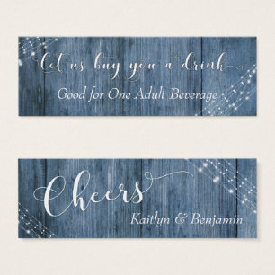 Cartes De Visite Lumières blanches & Bleu Rustique Boissons Billets