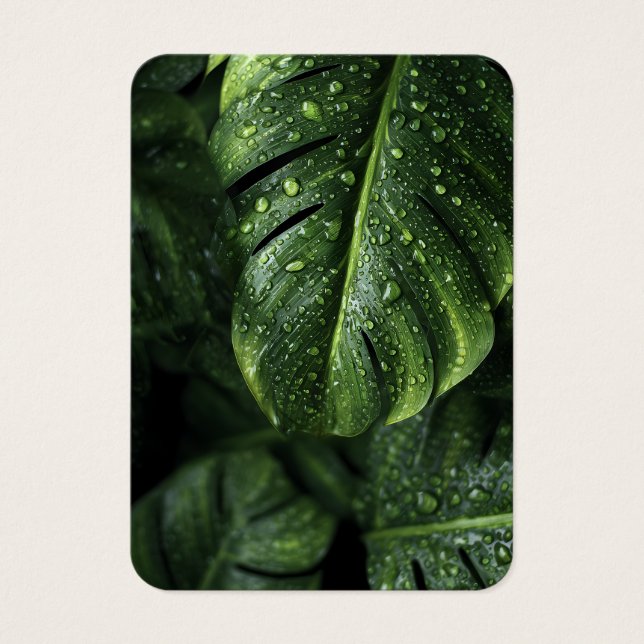 Cartes De Visite Lush Monstera Leaves with Morning Dew Drops (Devant)