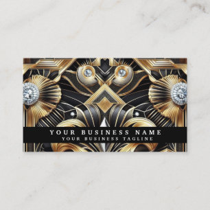 Cartes de visite Luxe Art Déco Noir Or Diamant