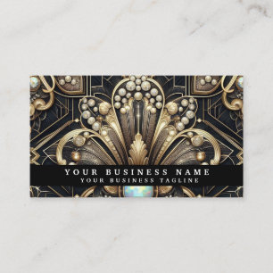 Cartes de visite Luxe Art Déco Noir Or Diamant