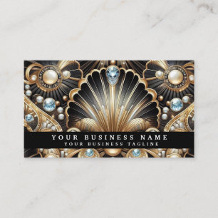 Cartes de visite Luxe Art Déco Noir Or Diamant