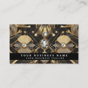 Cartes de visite luxe Art déco noir or diamant