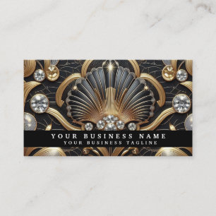 Cartes de visite Luxe Art Déco Noir Or Diamant