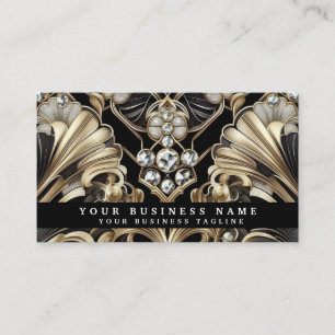 Cartes de visite Luxe Art Déco Noir Or Diamant