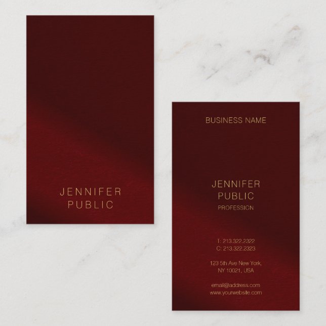 Cartes de visite Luxe Élégant Modèle Texte Or (Devant / Derrière)