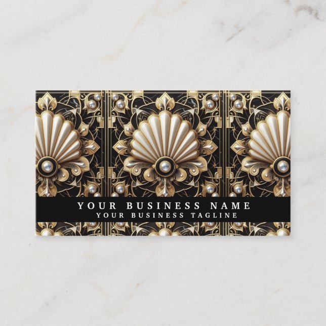 Cartes de visite Luxe Noir et Or Art Déco (Devant)