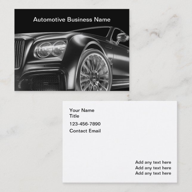 Cartes de visite luxe pour l'automobile de classe (Devant / Derrière)