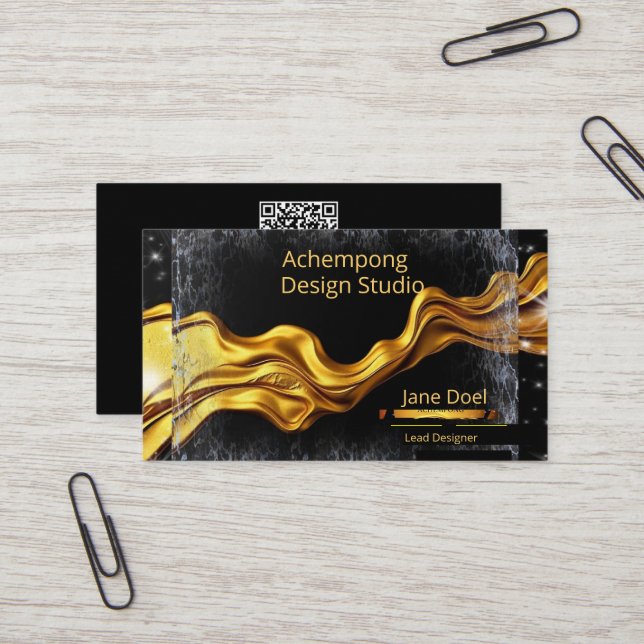 Cartes de visite Luxe : Tourbillon d'Or Exécutif O (Devant/Arrière en situation)