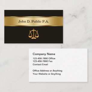 Cartes de visite luxueuses pour avocat élégant