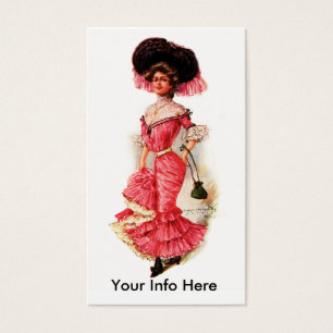 Cartes De Visite Madame victorienne dans la robe rose