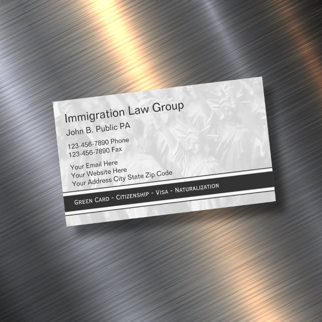 Cartes de visite magnétiques pour avocat en immigr (Créateur téléchargé)