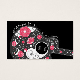 Cartes De Visite Magnifique guitare cool mignonne à la mode fleurs
