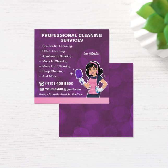 Cartes De Visite Maid Janitorial Lady House Cleaning Service (Bureau)