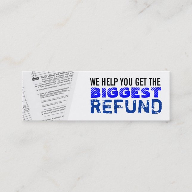 Cartes de visite maigres d'impôts sur le revenu (Devant)