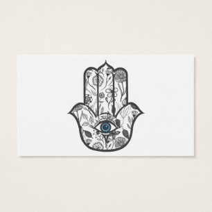 Cartes De Visite Main florale tirée par la main simple de Hamsa