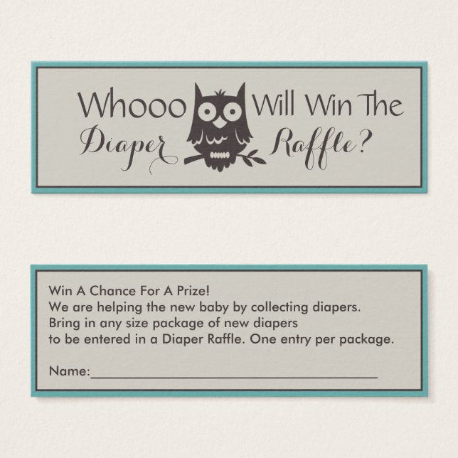 Cartes De Visite Maman doit être Baby shower Chouette Raffle (Devant & derrière)