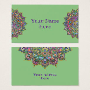 Cartes De Visite Mandala de style indien classe et coloré 1