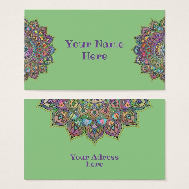 Cartes De Visite Mandala Inde Style 1 (Devant & derrière)