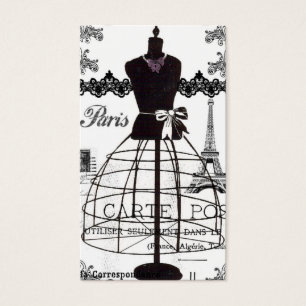 Cartes De Visite Mannequin blanc noir de mode de Paris